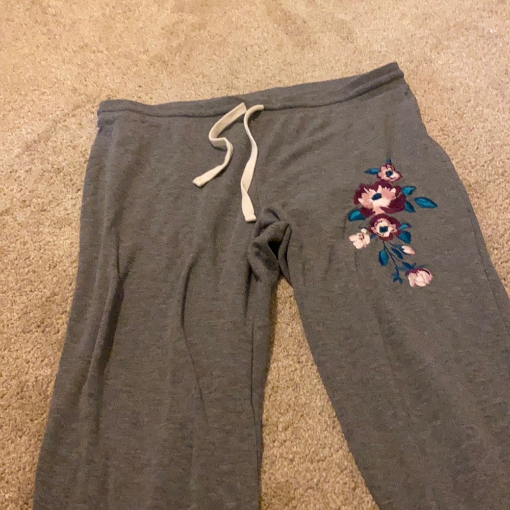 grey embroidered sweats